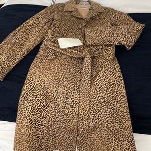 NWT girls long coat by Helena cotton leopard lined neiman Marcus size 14